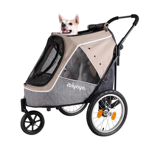 Ibiyaya® - 2.0 Foldable 3-Wheel Pet Stroller-Trailer Combo for Running & Hiking