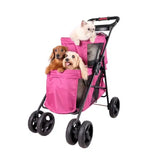 Ibiyaya® - Double Decker Pet Bus, 4-Wheel Foldable, Double Dog-Cat Stroller
