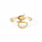 Adjustable Arabic Ayn (A, I, O) Letter Ring -Brass, Gold /Silver Plating -Unisex