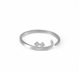 Adjustable Arabic Ta (T) Letter Ring - Brass, Gold / Silver Plating - Unisex