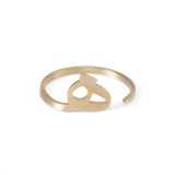 Adjustable Arabic Ha (H) Letter Ring - Brass, Gold / Silver Plating - Unisex