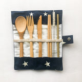 Bamboo Cutlery Set | Zero Waste Reusable | Washable Organic Cotton