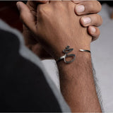 Adjustable Arabic Khā' (KH) Letter Bracelet- Brass, Gold /Silver Plating -Unisex