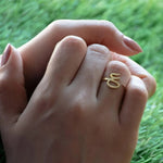 Adjustable Arabic Ayn (A, I, O) Letter Ring -Brass, Gold /Silver Plating -Unisex