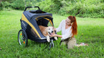 Ibiyaya®3Wheel Foldable Bike Trailer Pet Stroller for All-Terrain Jogging&Hiking