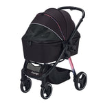 Ibiyaya® - Retro Luxe 4-Wheel Foldable Pet Pram Stroller with Two Openings