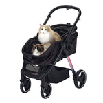 Ibiyaya® - Retro Luxe 4-Wheel Foldable Pet Pram Stroller with Two Openings