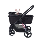 Ibiyaya® - Retro Luxe 4-Wheel Foldable Pet Pram Stroller with Two Openings