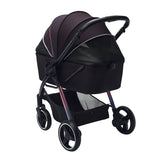 Ibiyaya® - Retro Luxe 4-Wheel Foldable Pet Pram Stroller with Two Openings