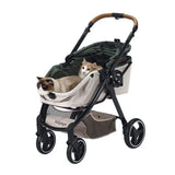 Ibiyaya® - Retro Luxe 4-Wheel Foldable Pet Pram Stroller with Two Openings