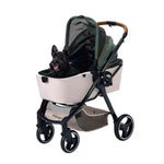 Ibiyaya® - Retro Luxe 4-Wheel Foldable Pet Pram Stroller with Two Openings