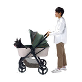 Ibiyaya® - Retro Luxe 4-Wheel Foldable Pet Pram Stroller with Two Openings