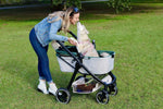 Ibiyaya® - Retro Luxe 4-Wheel Foldable Pet Pram Stroller with Two Openings