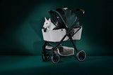 Ibiyaya® - Retro Luxe 4-Wheel Foldable Pet Pram Stroller with Two Openings