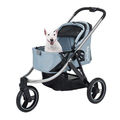 Ibiyaya® -Pet Stroller 3-Wheel All-Terrain W/ Double Breaks for Running & Hiking