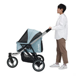 Ibiyaya® -Pet Stroller 3-Wheel All-Terrain W/ Double Breaks for Running & Hiking