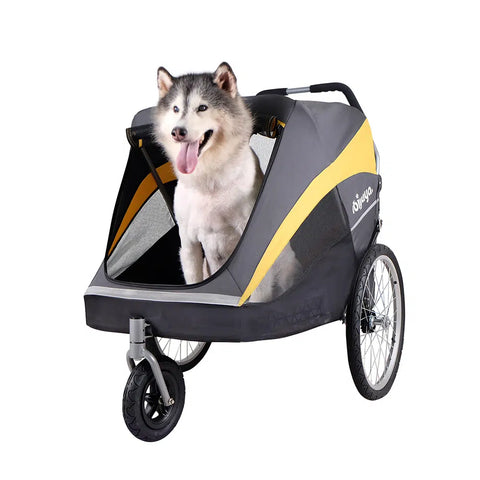 Ibiyaya®3Wheel Foldable Bike Trailer Pet Stroller for All-Terrain Jogging&Hiking