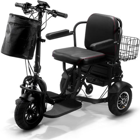 MotoTec® - Folding Mobility Electric Trike 48v 1000w Dual Motor Lithium Black