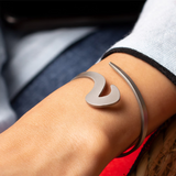 Adjustable Arabic Mim (M) Letter Bracelet - Brass, Gold / Silver Plating -Unisex