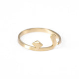 Adjustable Arabic Nun (N) Letter Ring - Brass, Gold / Silver Plating - Unisex