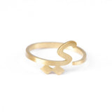Adjustable Arabic Ya (Y) Letter Ring - Brass, Gold / Silver Plating - Unisex