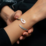 Adjustable Arabic Letter Bangle Bracelet - Brass W/ Gold/Silver Plating - Unisex