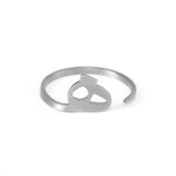 Adjustable Arabic Ha (H) Letter Ring - Brass, Gold / Silver Plating - Unisex