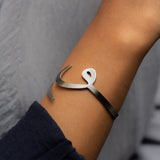 Adjustable Arabic Letter Bangle Bracelet - Brass W/ Gold/Silver Plating - Unisex