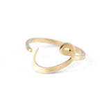 Adjustable Arabic Wāw (W) Letter Ring - Brass, Gold / Silver Plating - Unisex