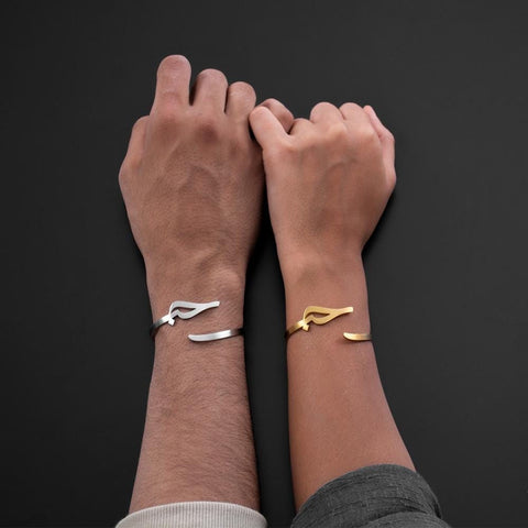 Adjustable Arabic Letters Bangle Bracelet - Love (حب)- Brass Plating For Couples