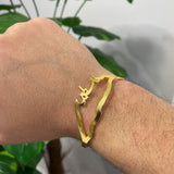 Adjustable Arabic Lettering Palestine W/ Map Bracelet - Brass Plating - Unisex