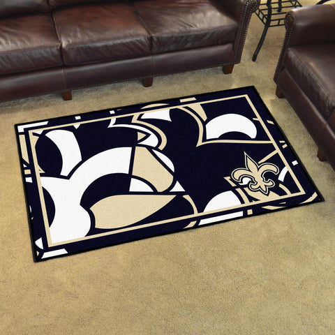 Fanmats-NFL New Orleans Saints 4'x6' Ultra Plush Area Rug with Fluer-De-Lis Logo