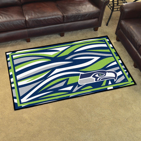 Fanmats® - NFL Seattle Seahawks 4'x6' Ultra Plush Area Rug with Seahawk Logo