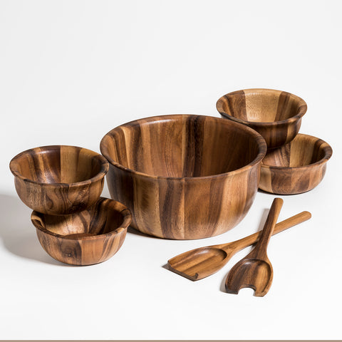 Kalmar Home® - Large Salad Bowl, 4 Individual Bowls and Servers