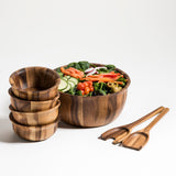 Kalmar Home® - Large Salad Bowl, 4 Individual Bowls and Servers