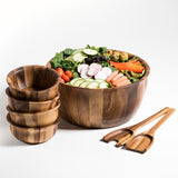 Kalmar Home® - Extra Large Salad Bowl, 4 Individual Bowls and Servers