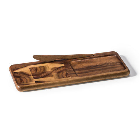 Kalmar Home® - Cheeseboard with End Grain Inlay, Knife included