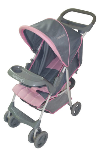 Amoroso® - Pink-Grey Lightweight Single Stroller With Cup Holder