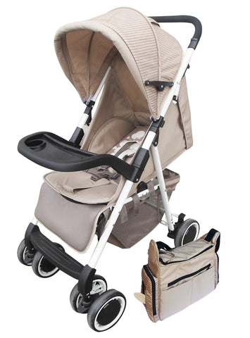 Amoroso® - Light Brown Luxury Baby Stroller with Diaper Bag