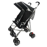 Amoroso® - Side by Side Lightweight Black Tandem Double Umbrella Stroller