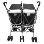 Amoroso® - Side by Side Lightweight Black Tandem Double Umbrella Stroller