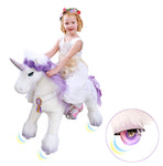 PonyCycle® White Unicorn with Purple Horn Ride on Horse Toy Model K For Age 4-9