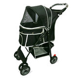 Amoroso® - 4 Wheel Deluxe Black Medium Dog Stroller