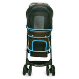 Amoroso® - Brown-Blue 4 Wheel Folding Luxury Dog Stroller