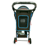 Amoroso® - Brown-Blue 4 Wheel Folding Luxury Dog Stroller