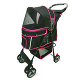 Amoroso® - 4 Wheel Foldable Black Pink Pet Stroller