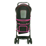 Amoroso® - 4 Wheel Foldable Black Pink Pet Stroller