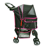 Amoroso® - 4 Wheel Foldable Black Pink Pet Stroller