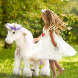 PonyCycle® White Unicorn with Purple Horn Ride on Horse Toy Model K For Age 4-9