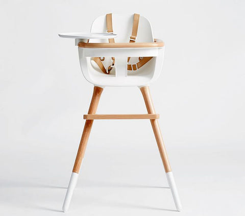 Micuna® White/Natural OVO Max Luxe High Chair with Pu Leather Belts